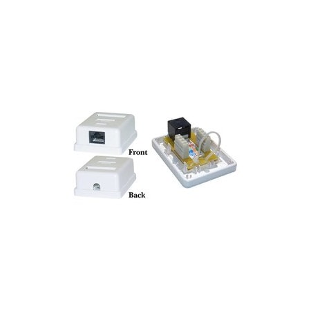 Cable Wholesale Cat6 Single Jack Surface Mount Box, Female, Unshielded, White 300-613SE